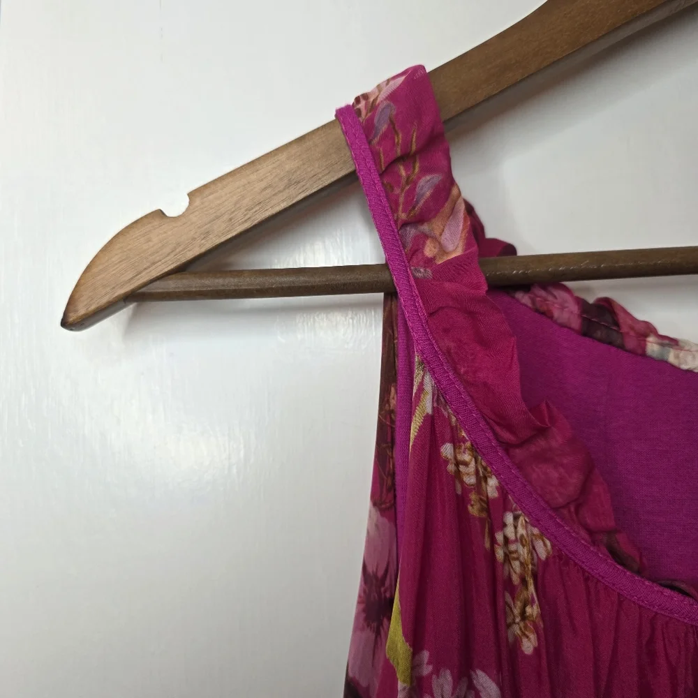 Elena Baldi Italian Silk Foral Sundress – Size S – Fuchsia - Picture 3 of 7